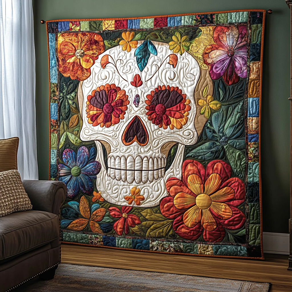 Radiant Skull Quilted Blanket - Throw (55" x 60")