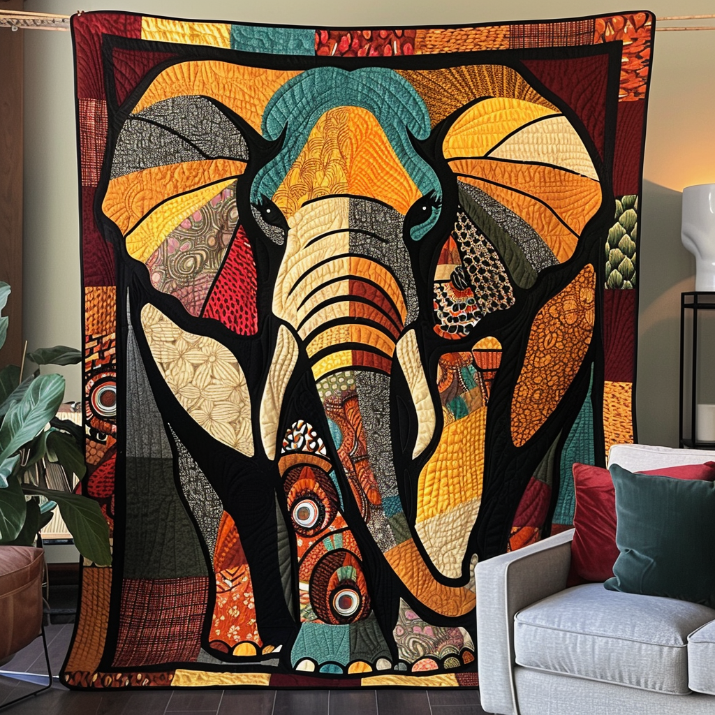 Rainbow Elephant Dreams Quilted Blanket - Throw (55" x 60")
