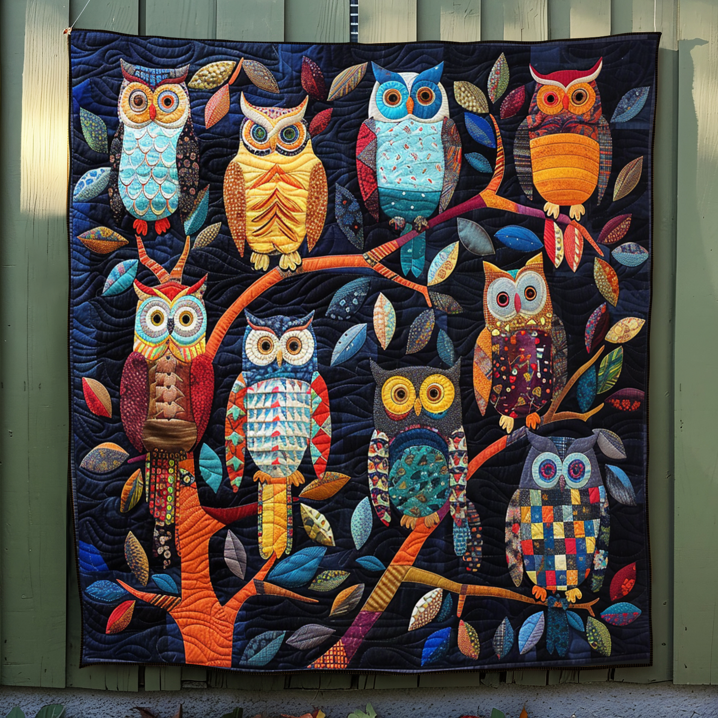 Rainbow Owls Quilted Blanket - Throw (55" x 60")