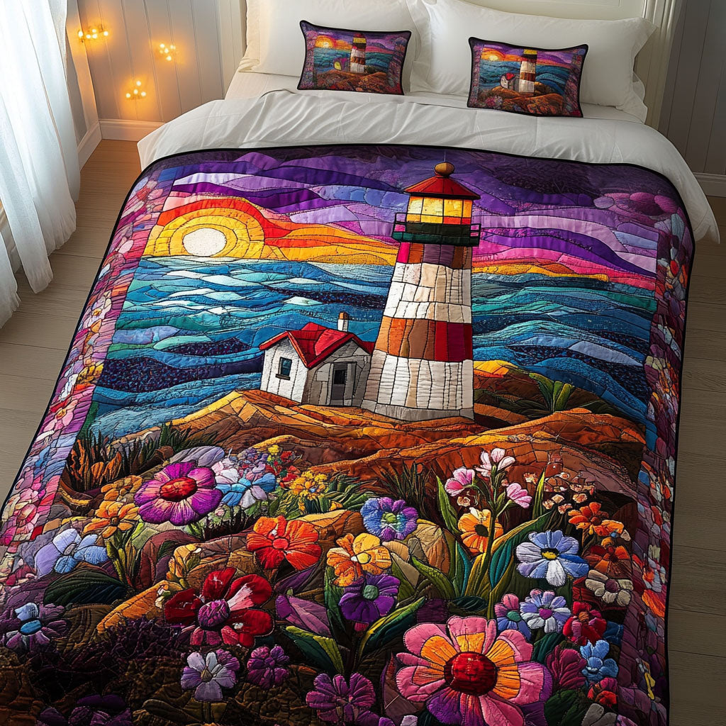 Rainbow Waves 3-Piece Quilted Bedding Set - Single (59" x 70")