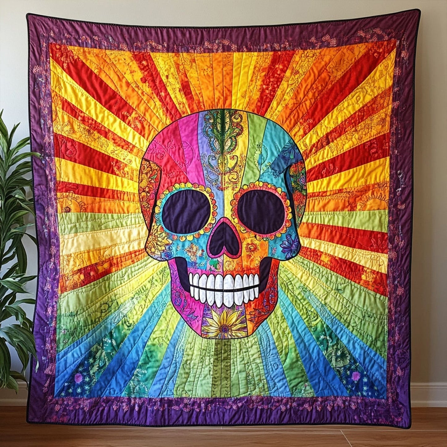 Rainbow Aura Quilted Blanket - Throw (55" x 60")