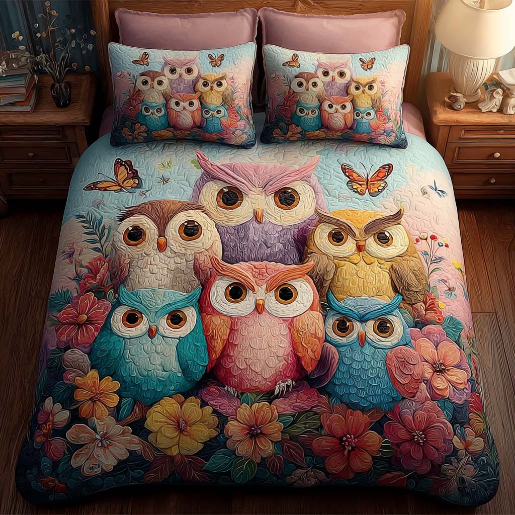 Rainbow Family 3-Piece Quilted Bedding Set - Single (59" x 70")