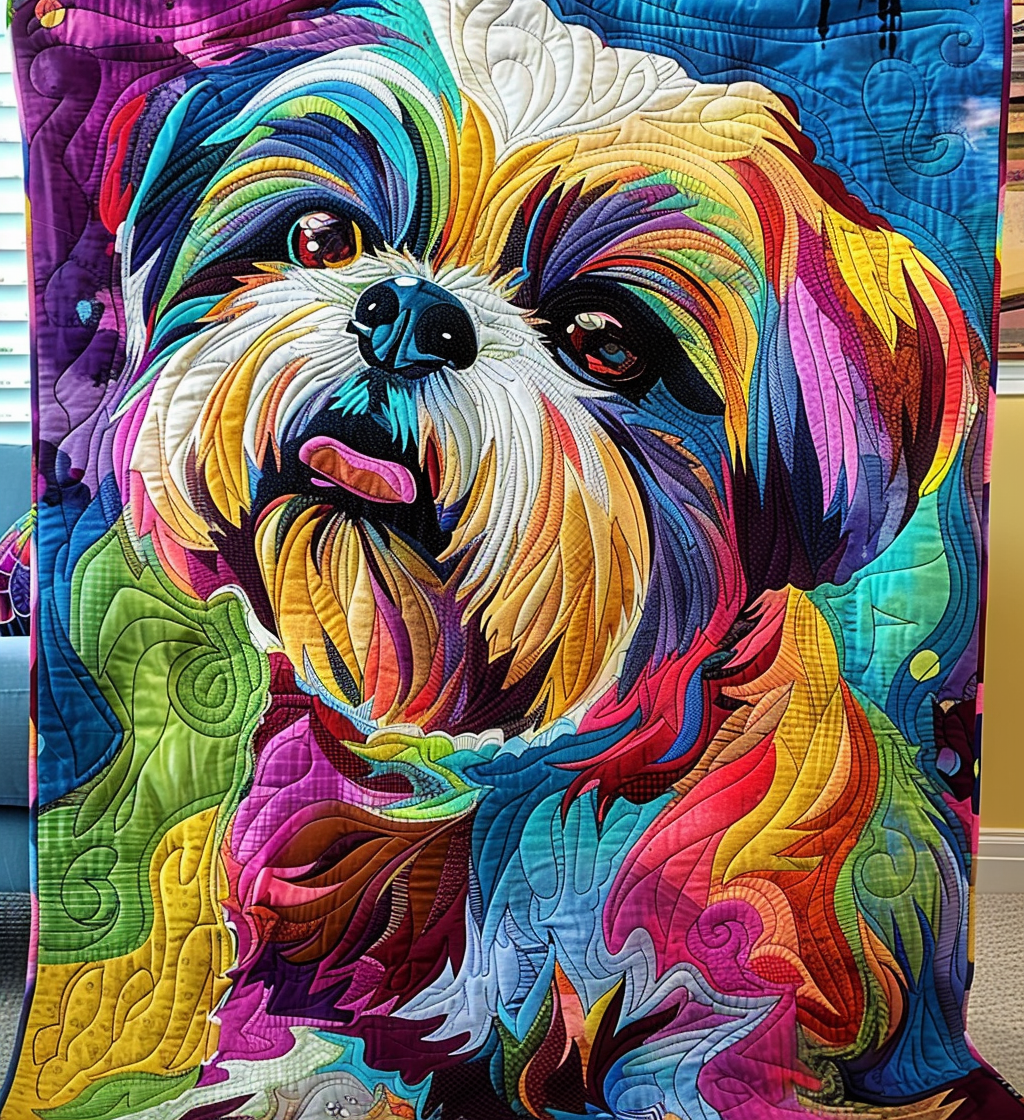 Rainbow Paws Quilted Blanket - Throw (55" x 60")
