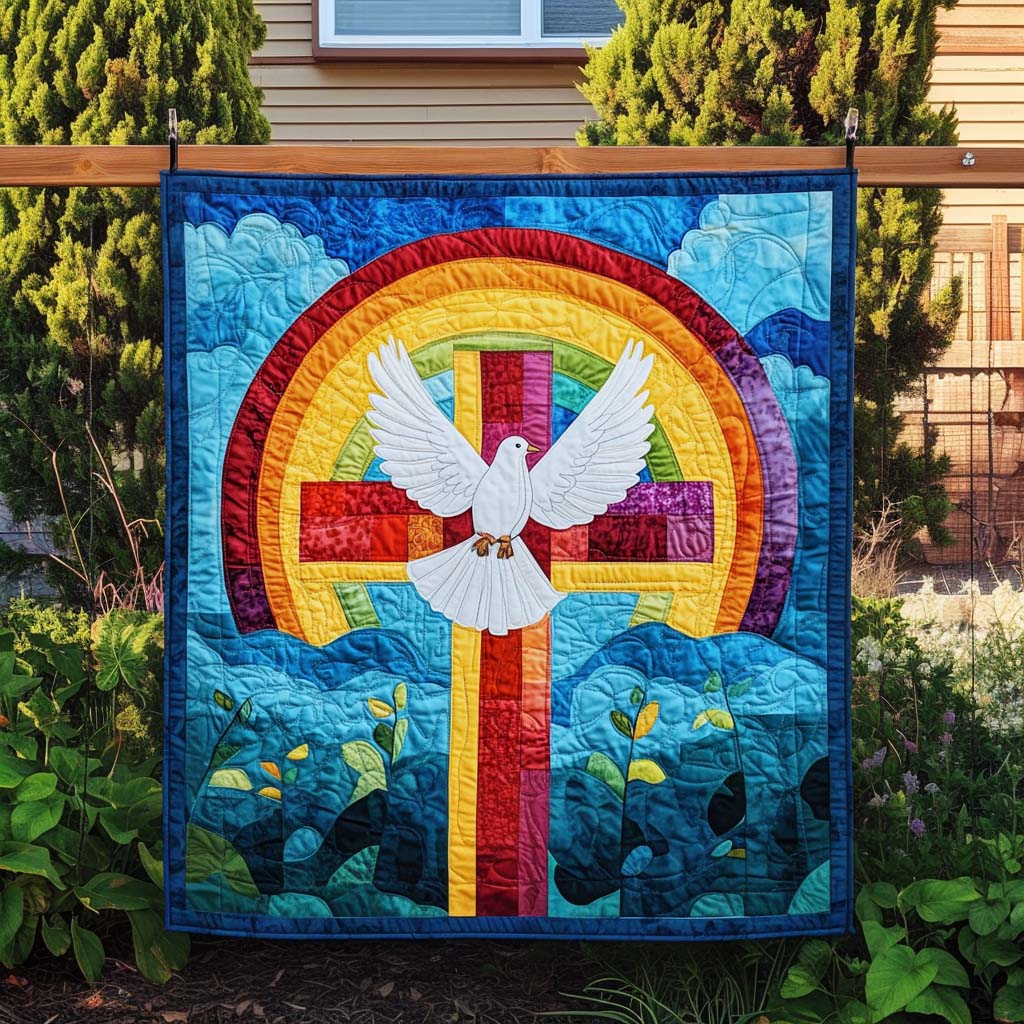 Rainbow Peace Quilted Blanket - Throw (55" x 60")