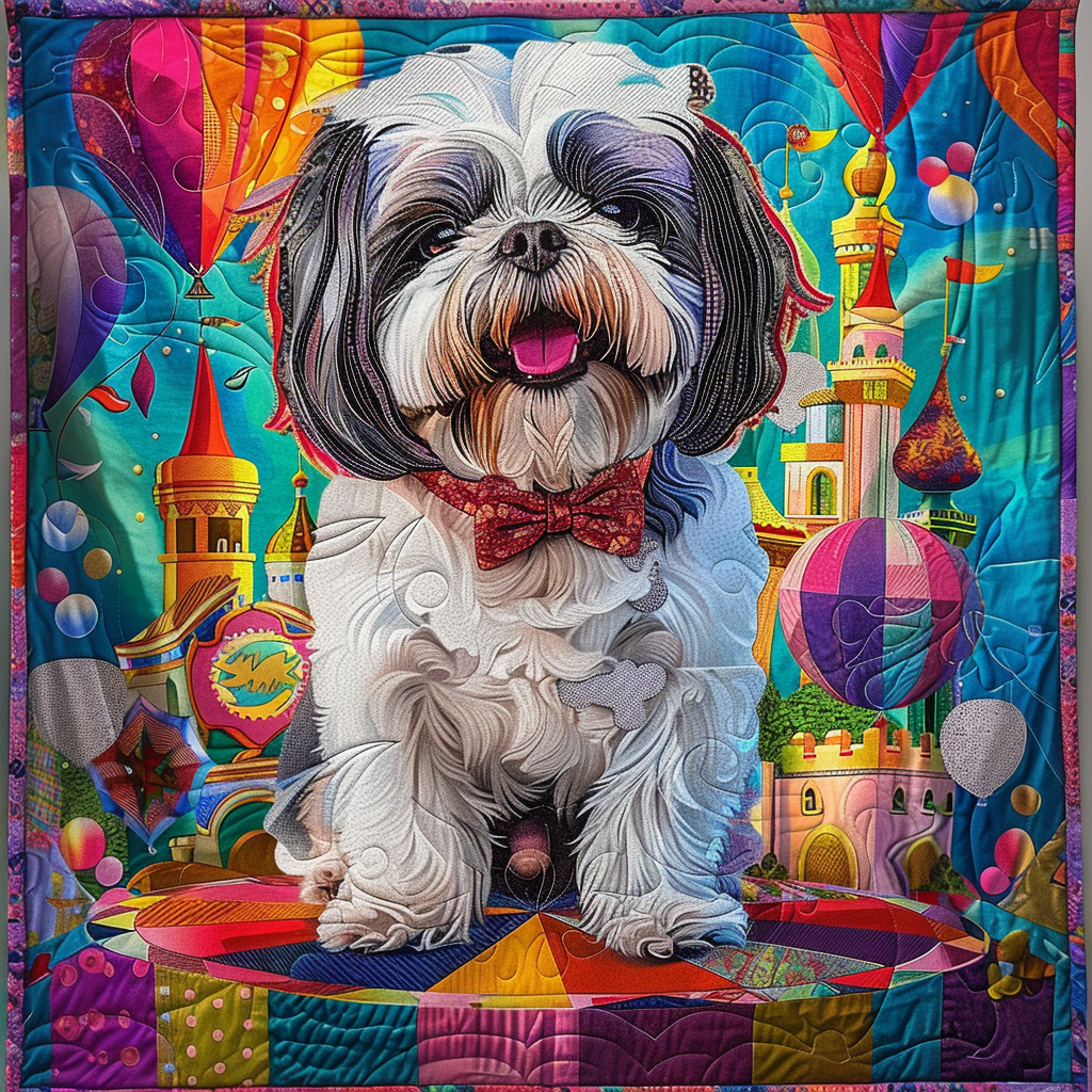Rainbow Ruff Quilted Blanket - Throw (55" x 60")