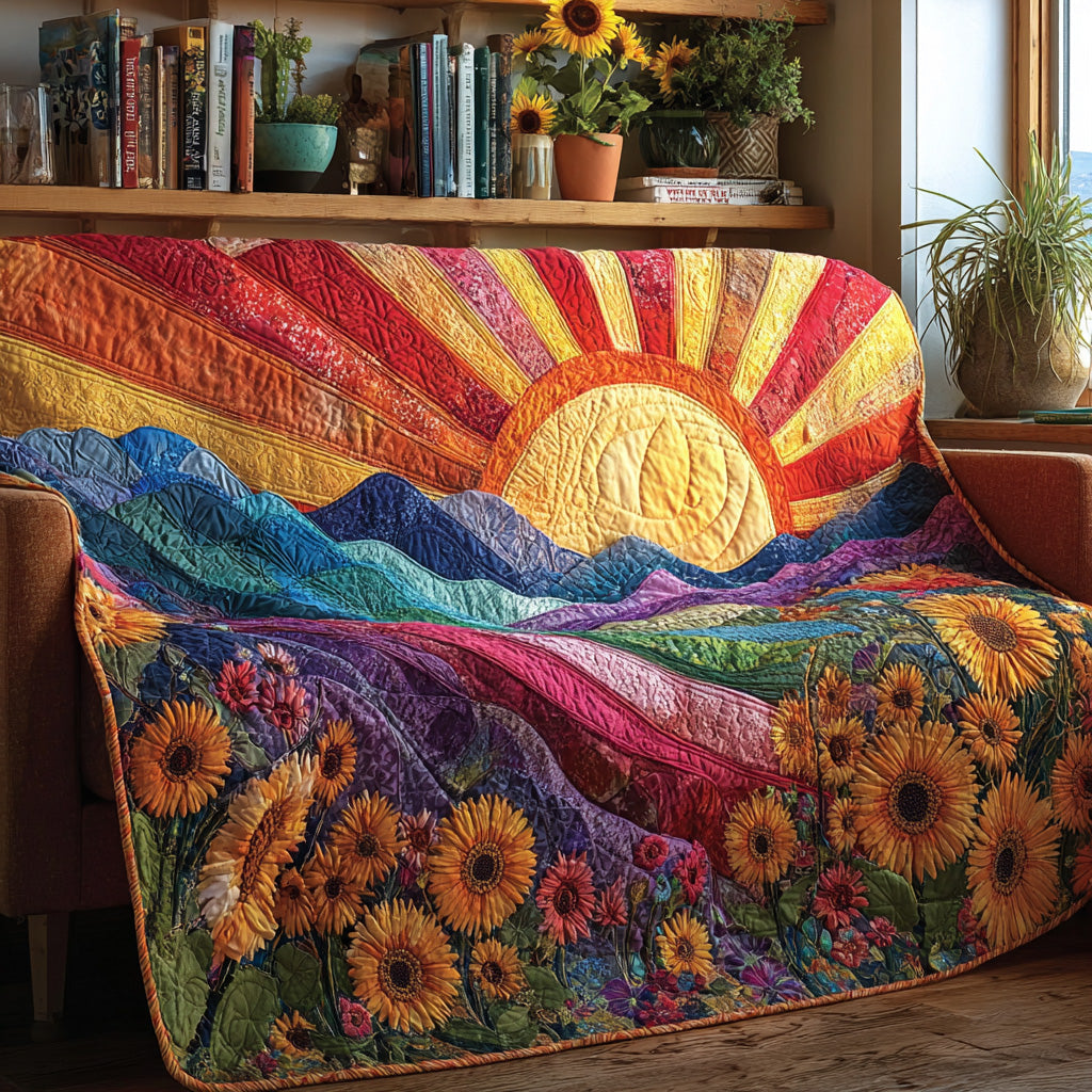 Rainbow Sunrise Quilted Blanket - Baby (30" x 40") - Pack 1