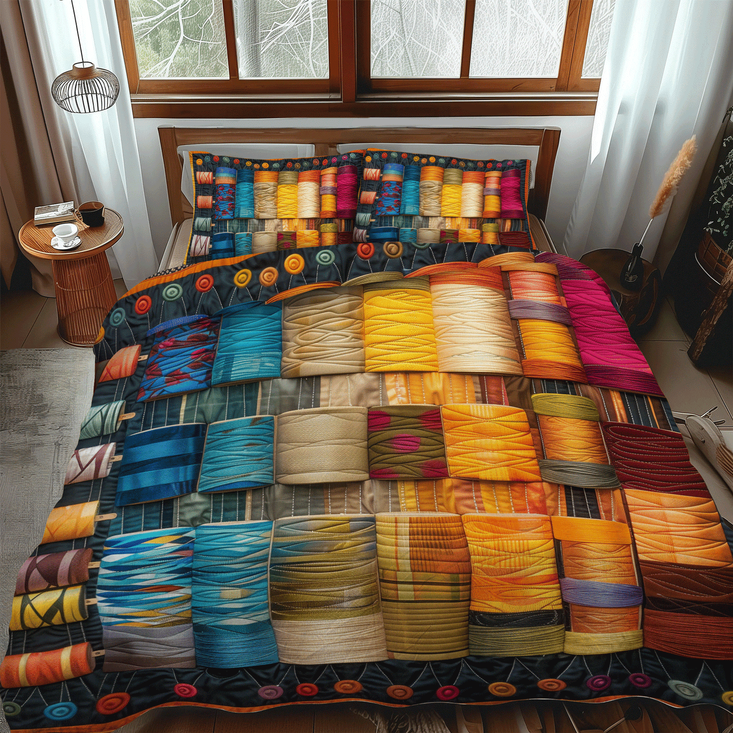 Rainbow Thread 3-Piece Quilted Bedding Set - Single (59" x 70")