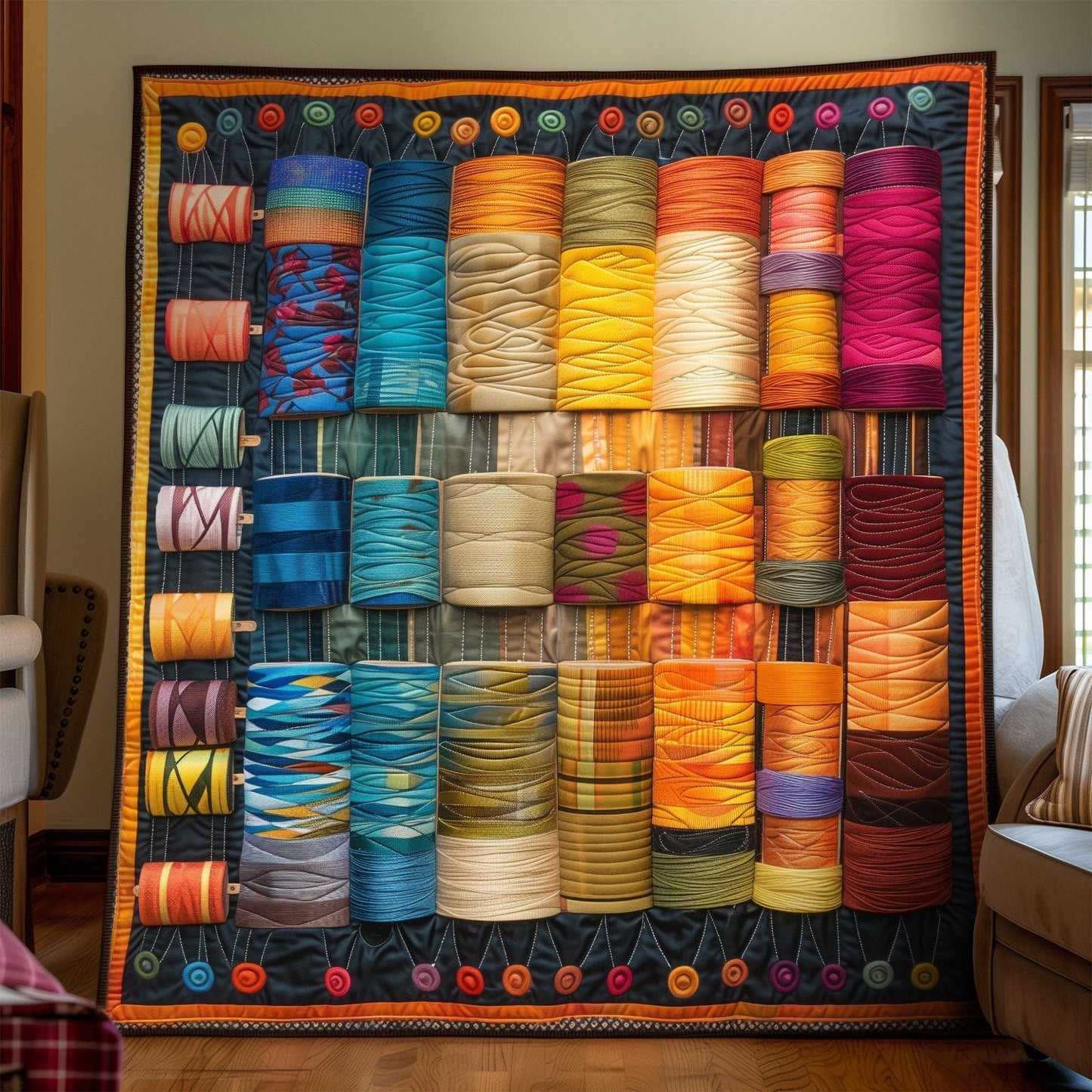 Rainbow Thread Quilted Blanket - Throw (55" x 60")