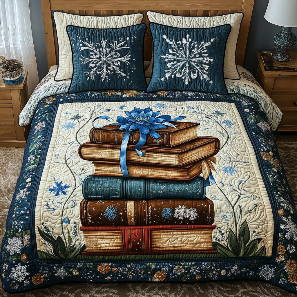 Reading Season 3-Piece Quilted Bedding Set - Single (59" x 70")