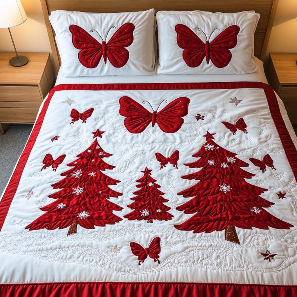 Red Harmony 3-Piece Quilted Bedding Set - Single (59" x 70")