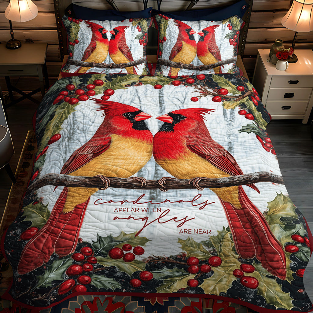 Red Beauties 3-Piece Quilted Bedding Set - Single (59" x 70")