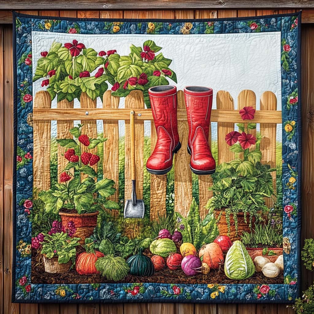 Red Boots Quilted Blanket - Throw (55" x 60")