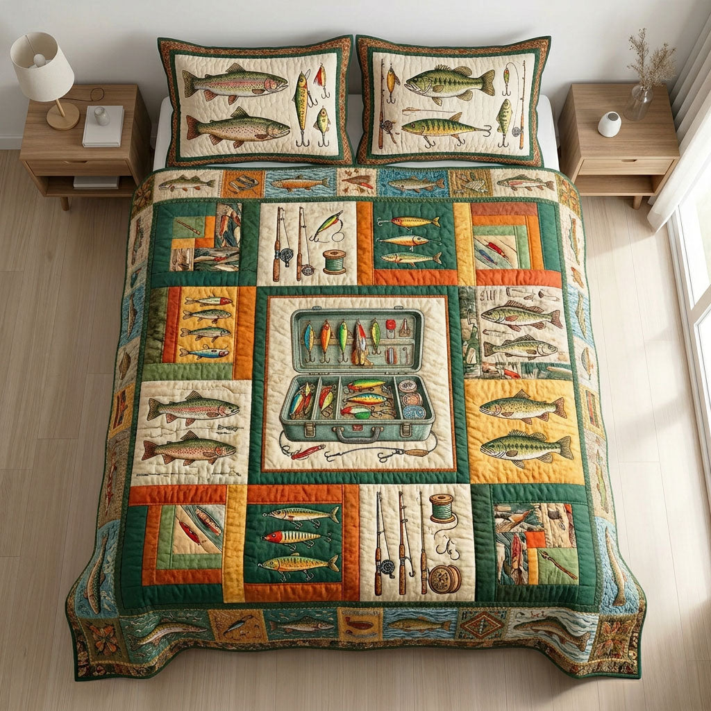 Reel Craft 3-Piece Quilted Bedding Set - Single (59" x 70")
