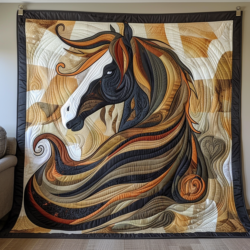 Regal Horse Mane Quilted Blanket - Throw (55" x 60")