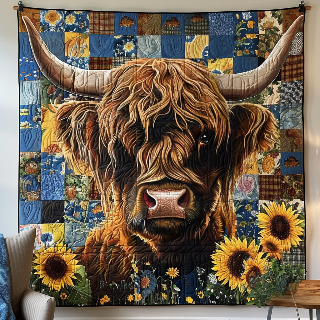 Regal Sunflower Pastures Quilted Blanket - Throw (55" x 60")