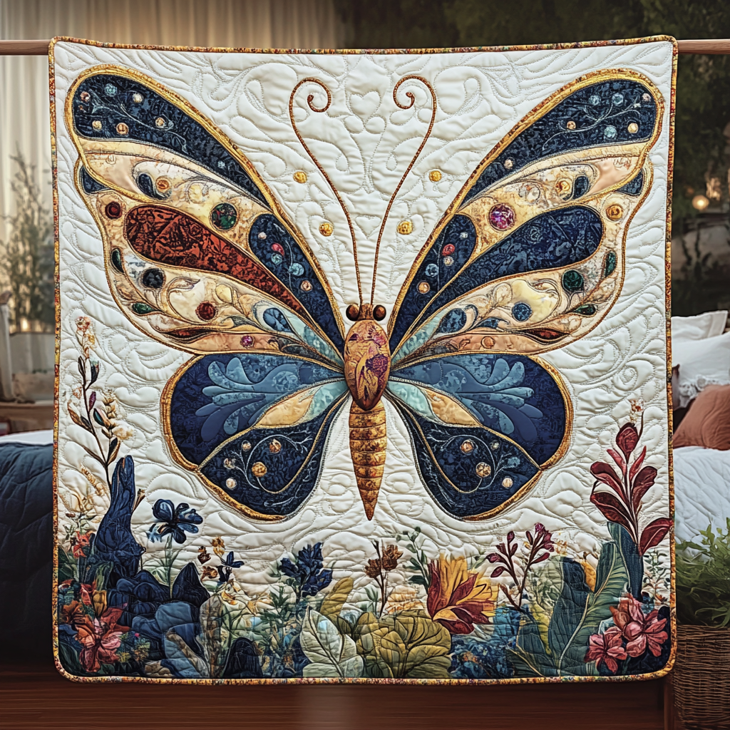 Regal Sapphire Butterfly Quilted Blanket - Baby (30" x 40")