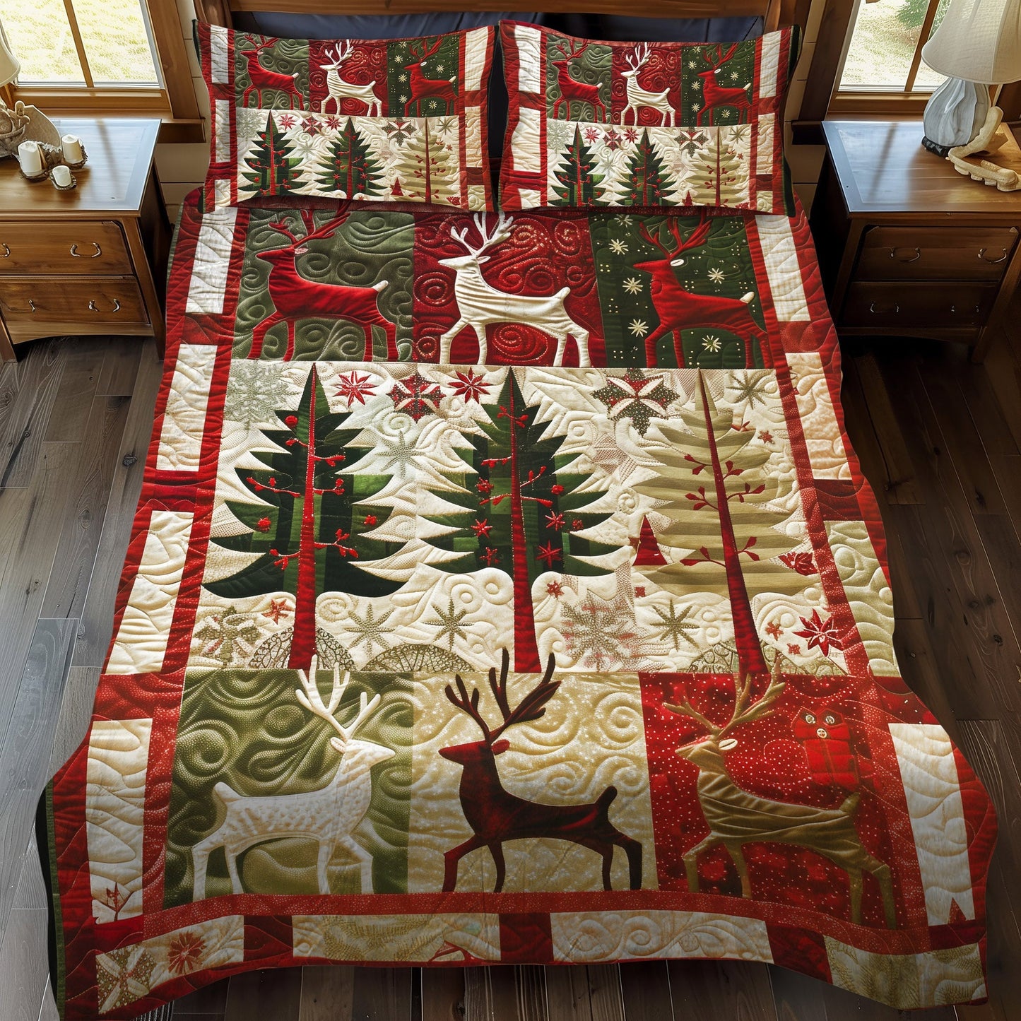 Reindeer Dreams Quilted Bedding Set - Single (59" x 70")
