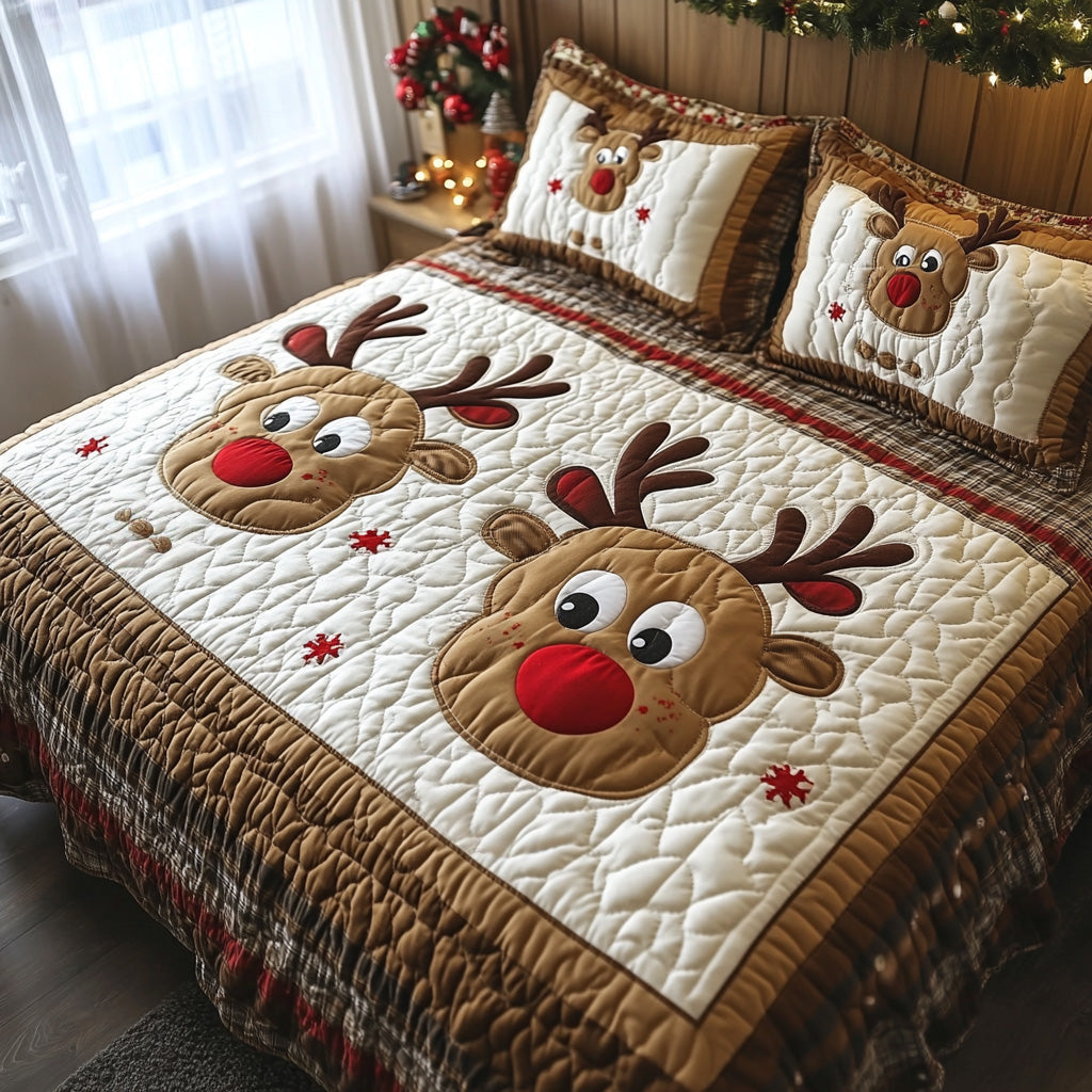 Reindeer Spirit 3-Piece Quilted Bedding Set - Single (59" x 70")