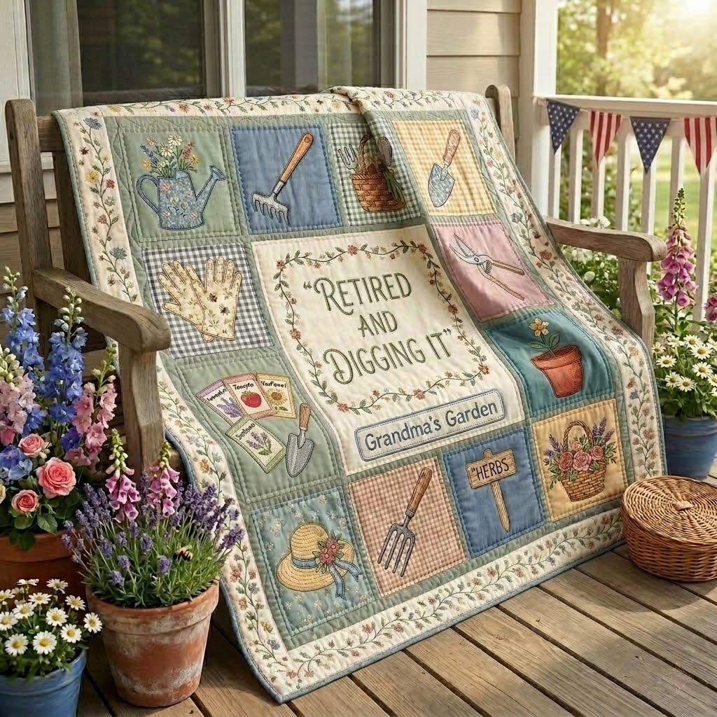 Retired And Rooted Quilted Blanket - Baby (30" x 40") - Pack 1