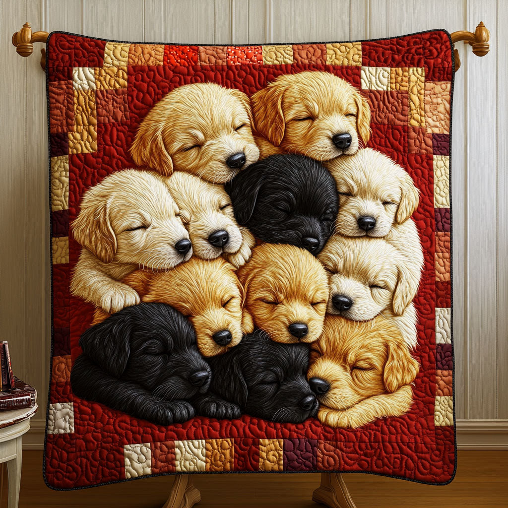 Retriver Dreams Quilted Blanket - Throw (55" x 60")