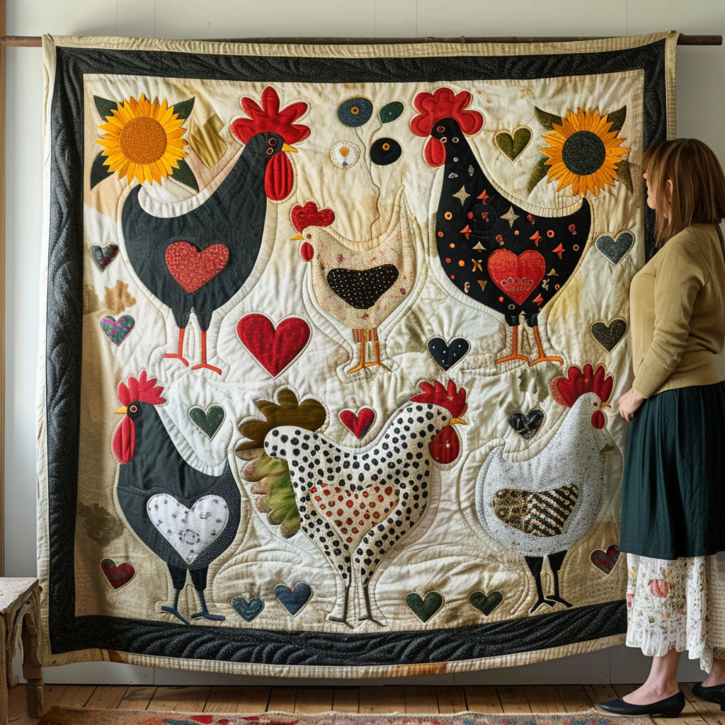Retro Farmyard Quilted Blanket - Throw (55" x 60")