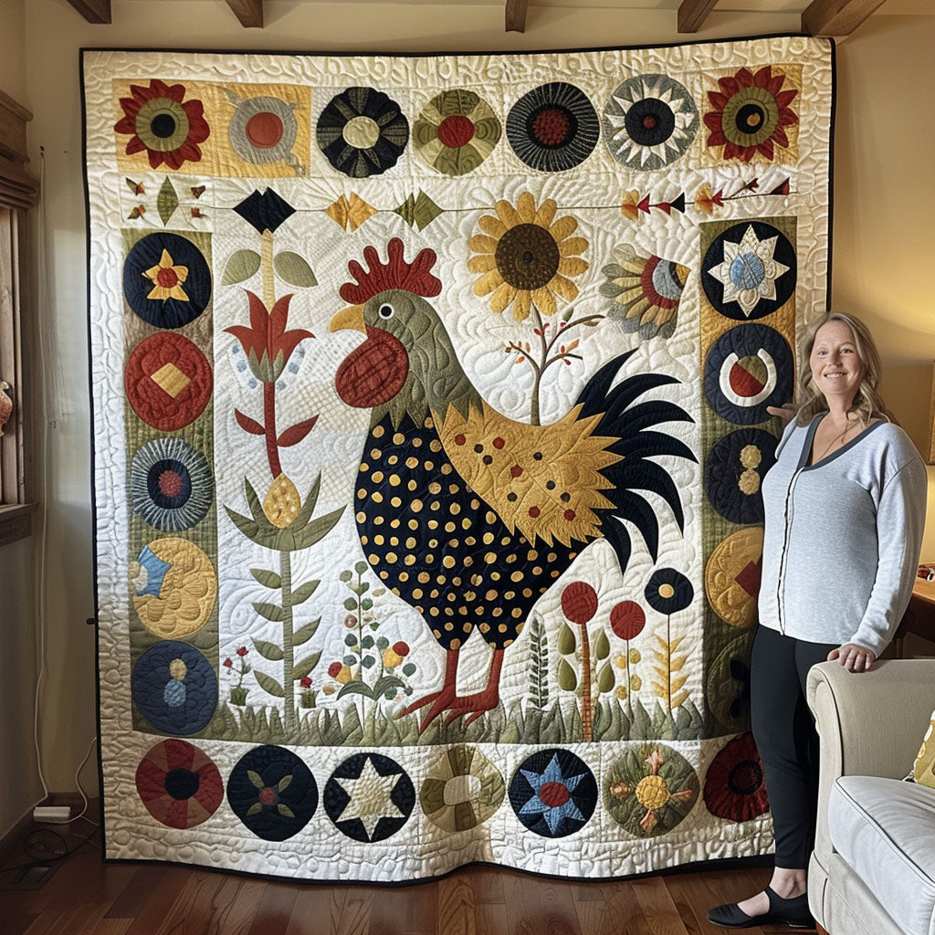 Retro Roost Quilted Blanket - Throw (55" x 60")