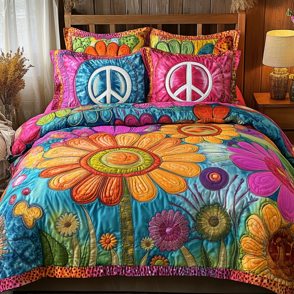 Retro Bloom 3-Piece Quilted Bedding Set - Single (59" x 70")