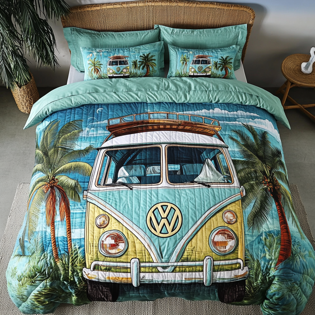 Retro Escape 3-Piece Quilted Bedding Set - Single (59" x 70")