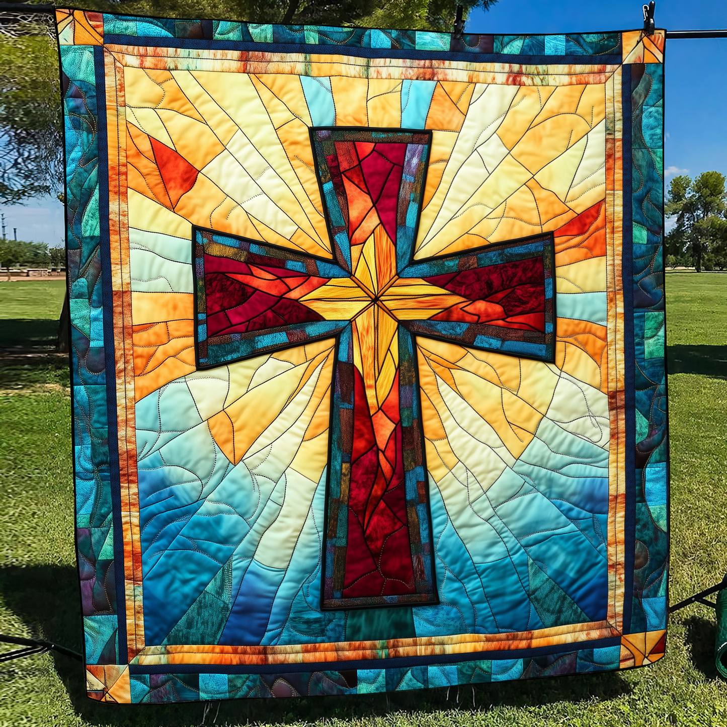 Reverent Cross Quilted Blanket - Throw (55" x 60")