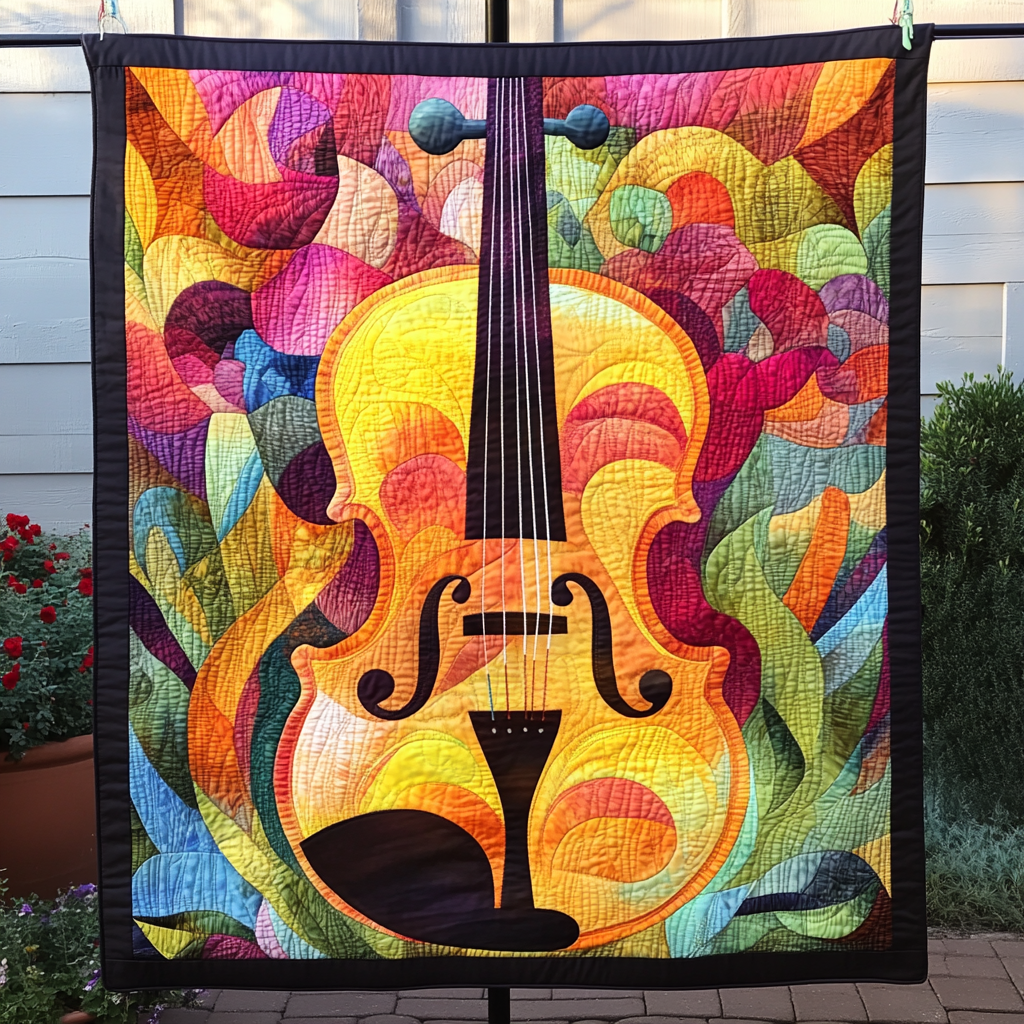 Rhapsody in Strings Quilted Blanket - Throw (55" x 60")