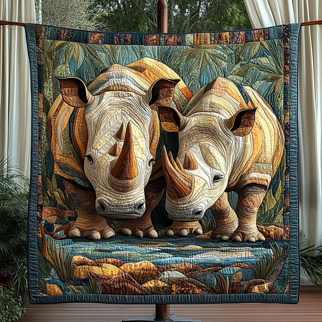 Rhino Path Quilted Blanket - Throw (55" x 60")
