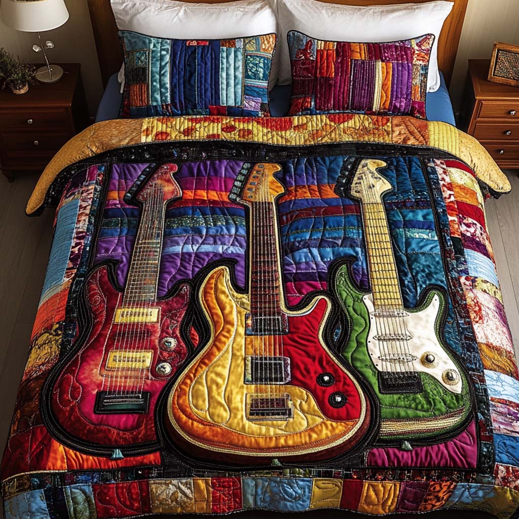 Rhythm Colors 3-Piece Quilted Bedding Set - Single (59" x 70")