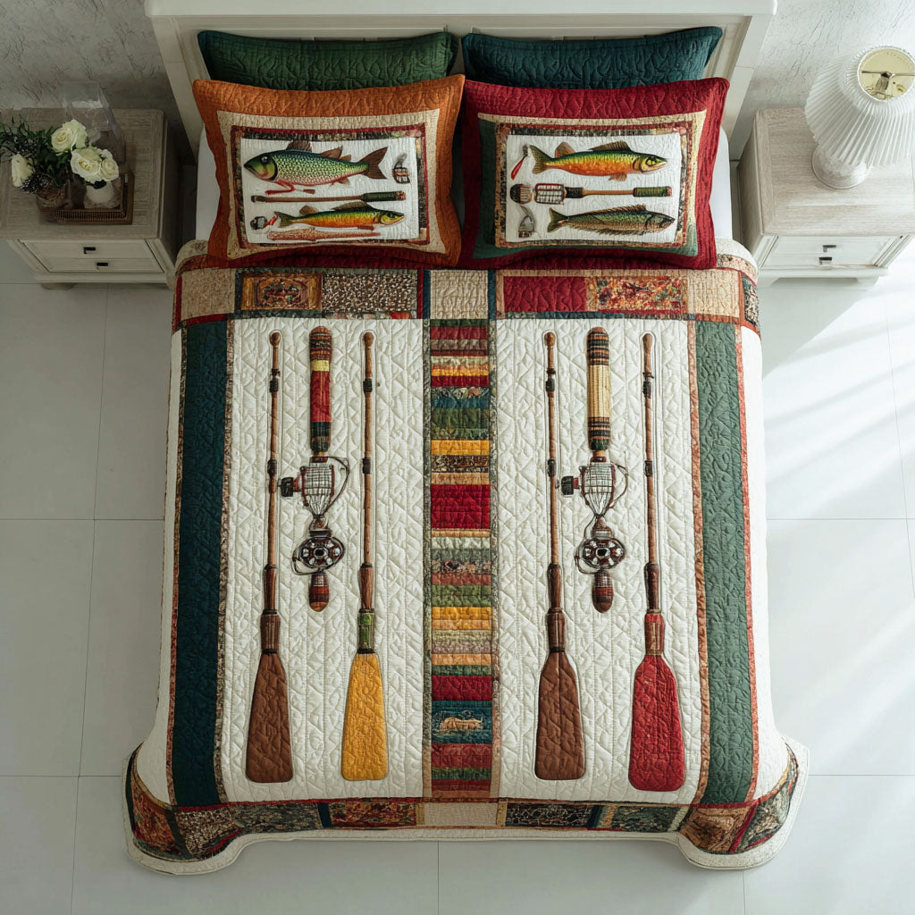 River Catch 3-Piece Quilted Bedding Set - Single (59" x 70")