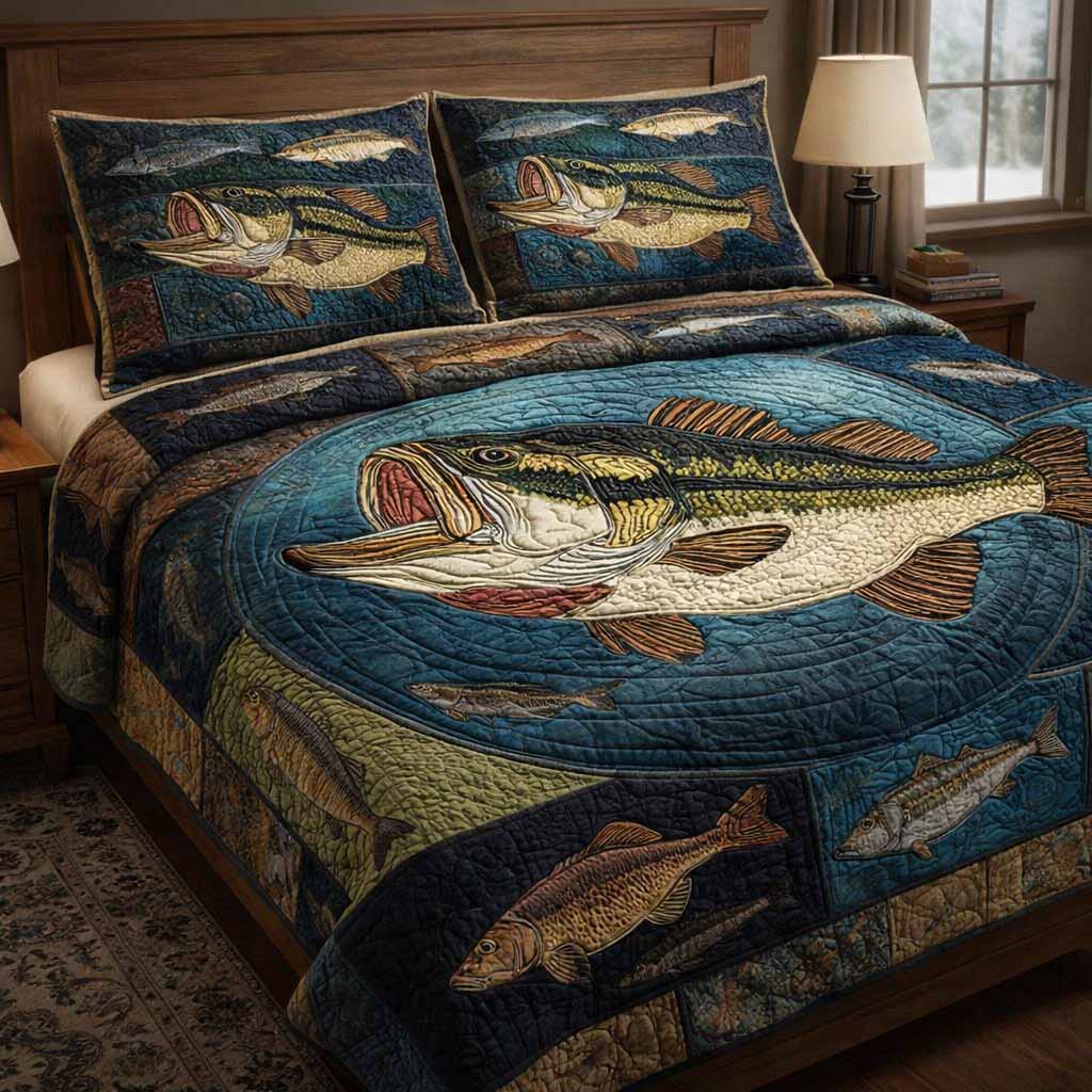 River Catch 3-Piece Quilted Bedding Set - Single (59" x 70")