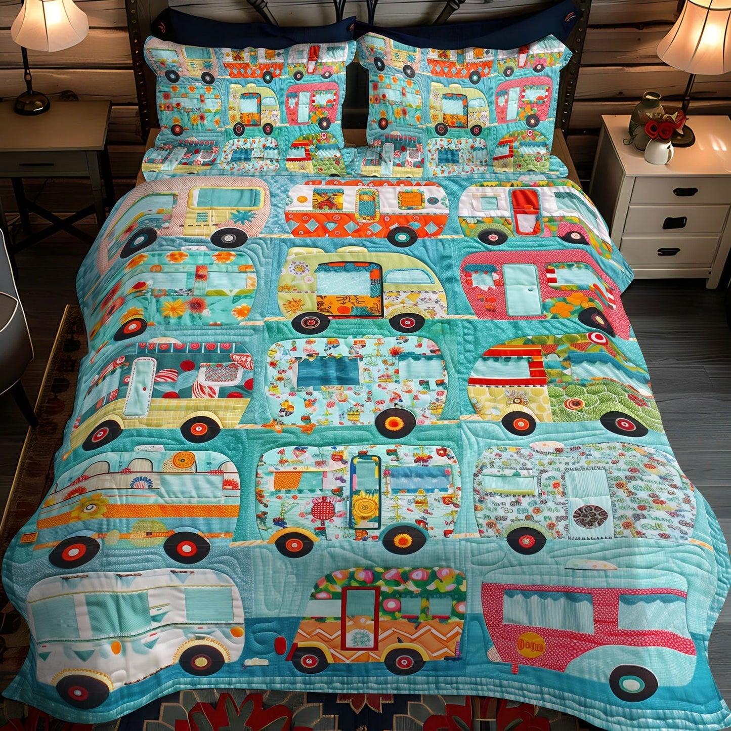 Road Trip Vibes 3-Piece Quilted Bedding Set - Single (59" x 70")