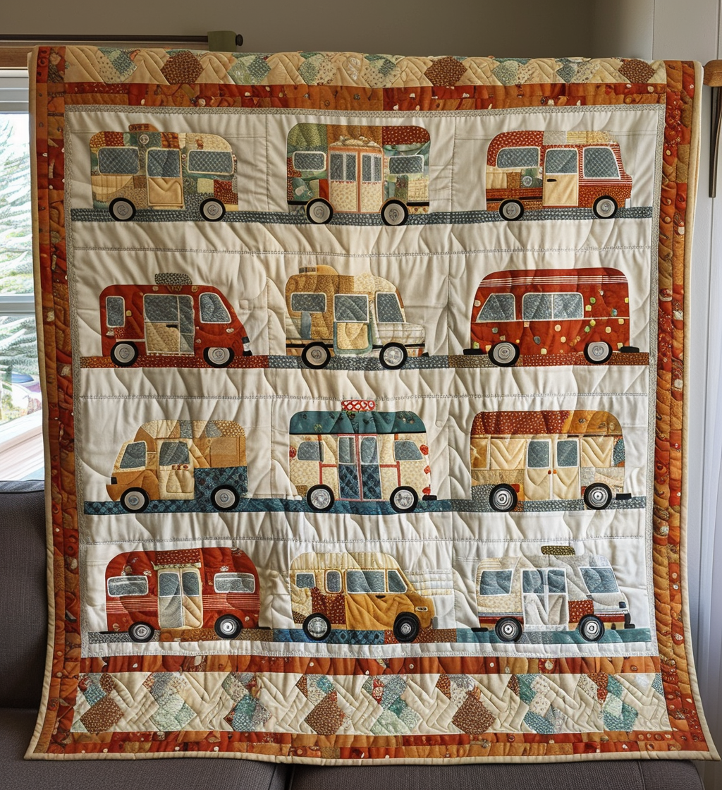 Roaming Camper Quilted Blanket - Throw (55" x 60")