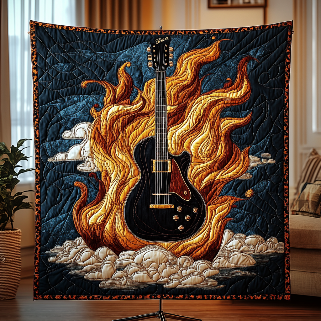 Rock Inferno Quilted Blanket - Throw (55" x 60")