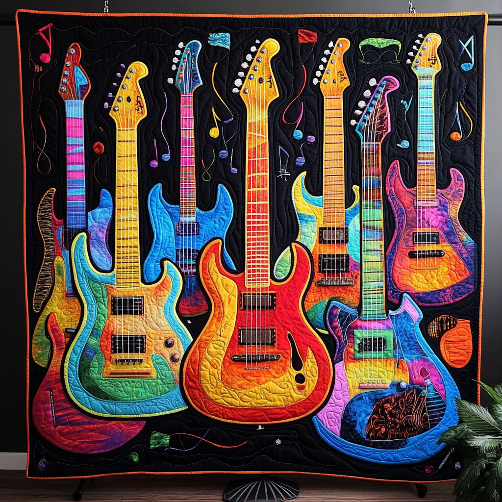 Rock Vibes Quilted Blanket - Throw (55" x 60")