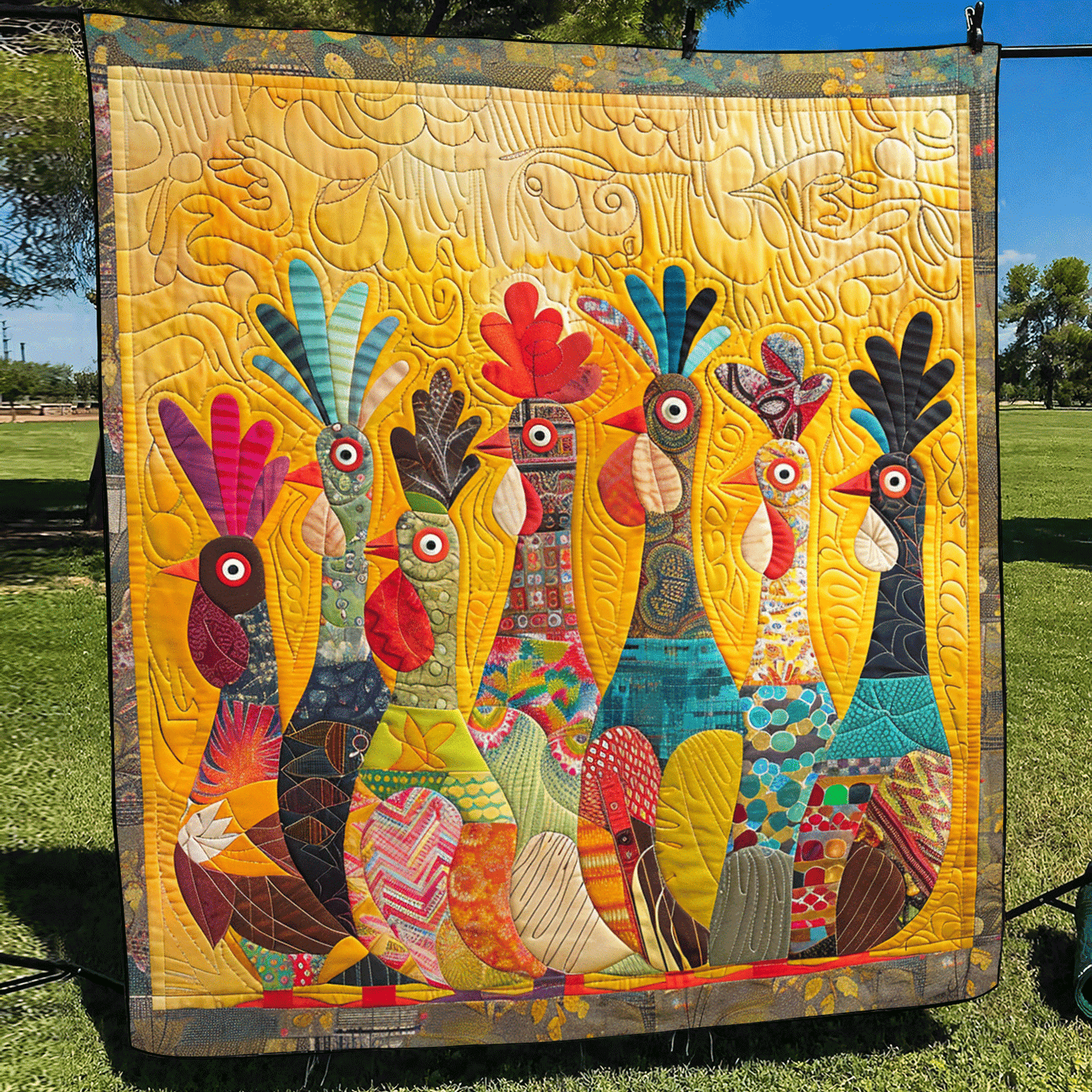 Rooster Club Quilted Blanket - Throw (55" x 60")