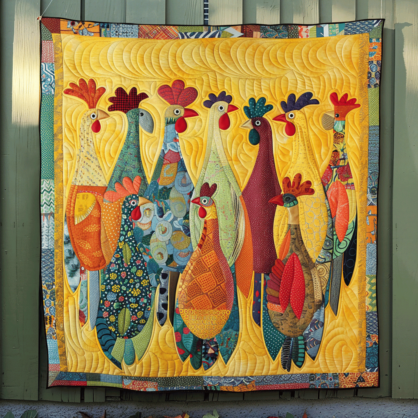 Rooster Meeting Quilted Blanket - Throw (55" x 60")