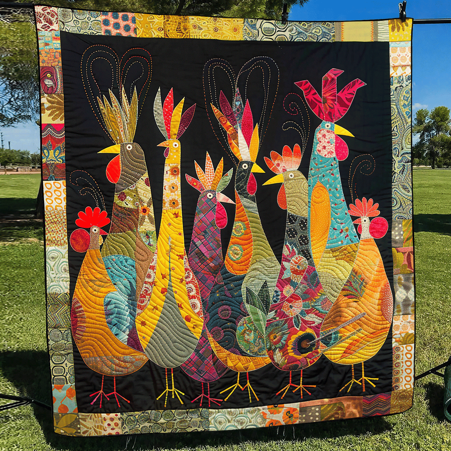 Rooster Night Quilted Blanket - Throw (55" x 60")