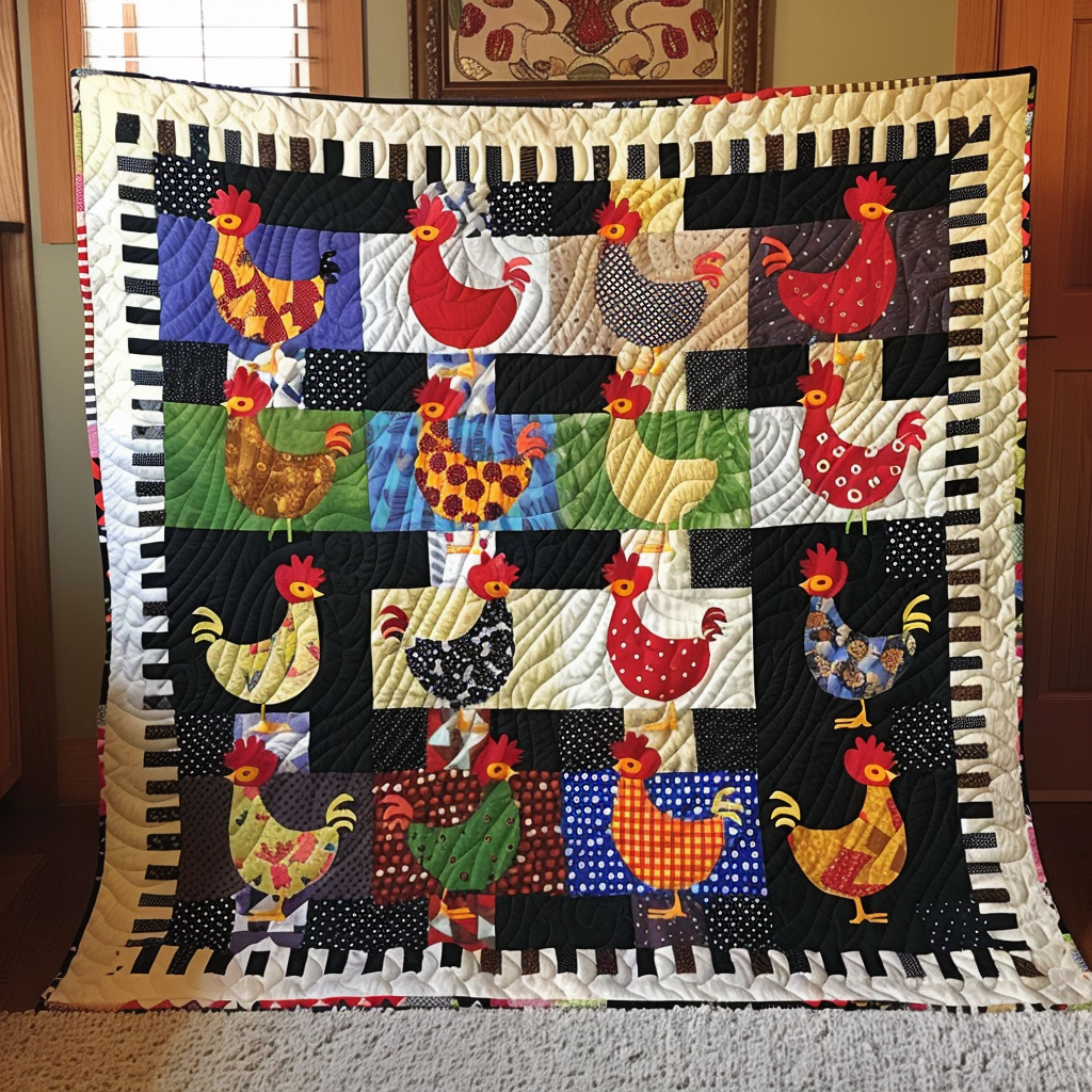Rooster Reverie Quilted Blanket - Throw (55" x 60")