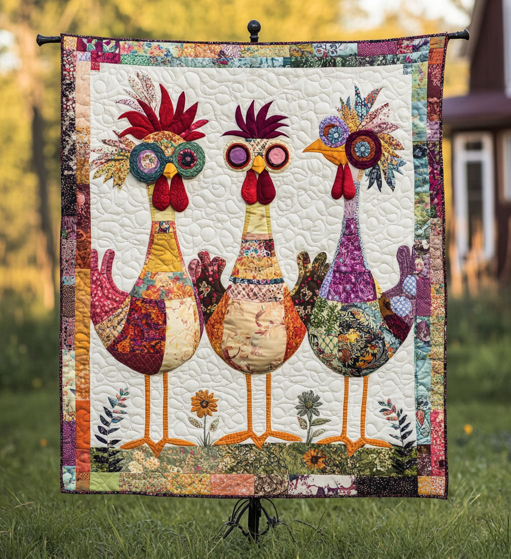 Rooster Garden Charm Quilted Blanket - Throw (55" x 60")
