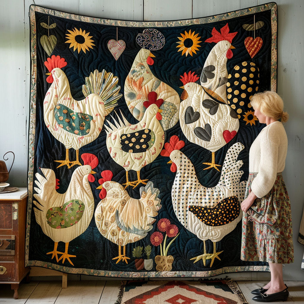 Rooster's Garden Haven Quilted Blanket - Throw (55" x 60")