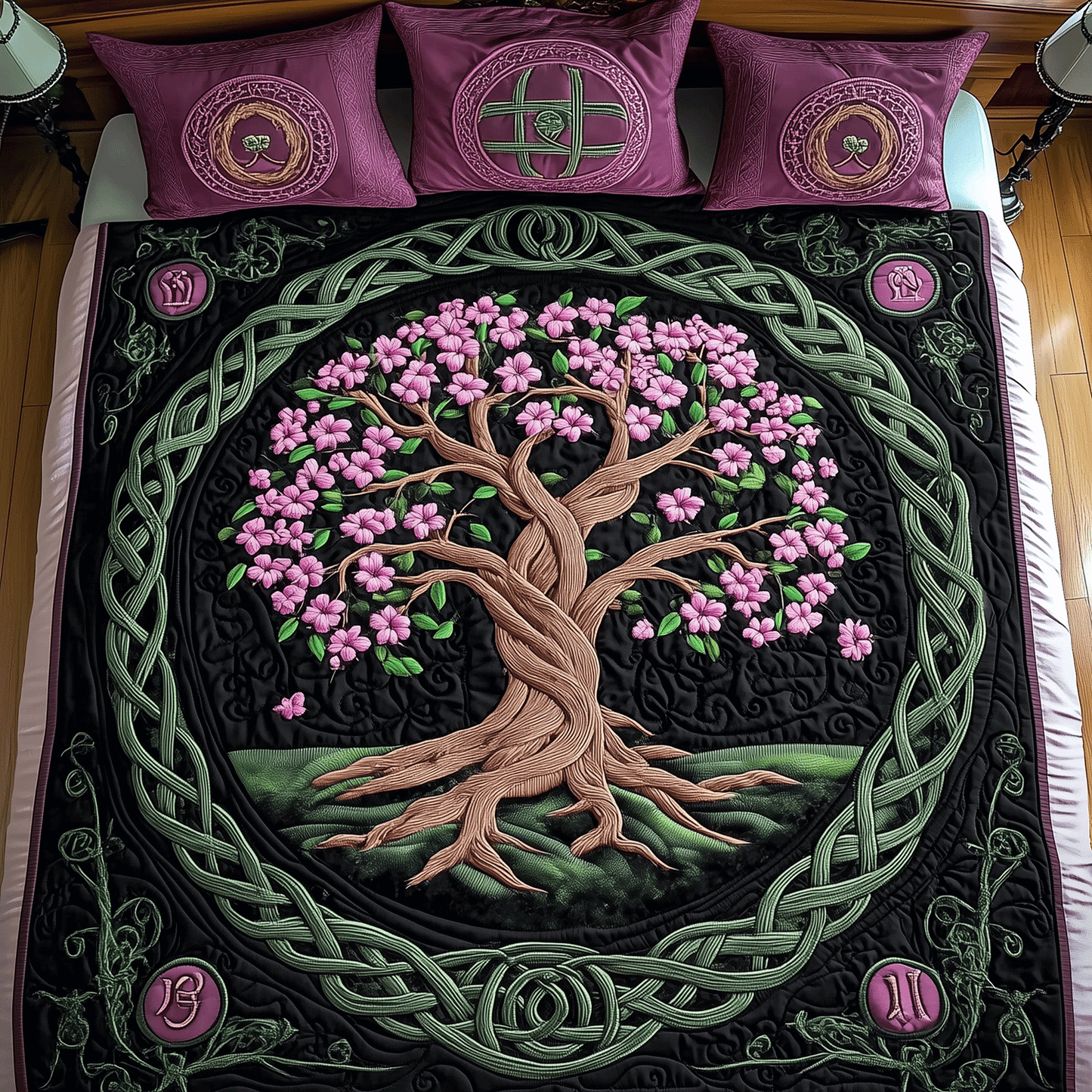 Roots of Tranquility 3-Piece Quilted Bedding Set - Single (59" x 70")