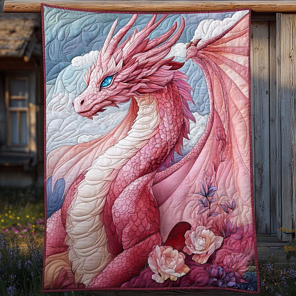 Rose Hued Scales Quilted Blanket - Throw (55" x 60")