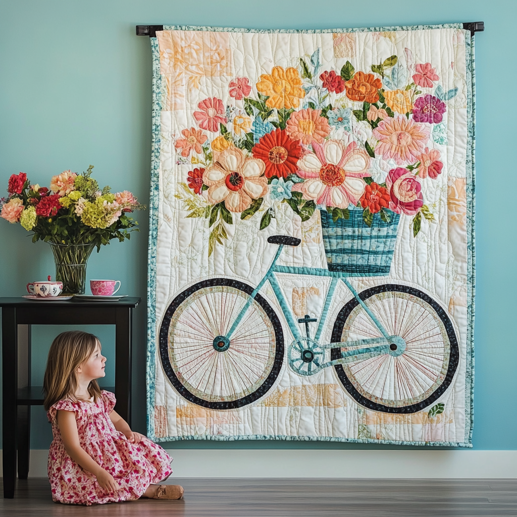 Roses and Rides Art Quilt Hanging - Baby (30" x 40")