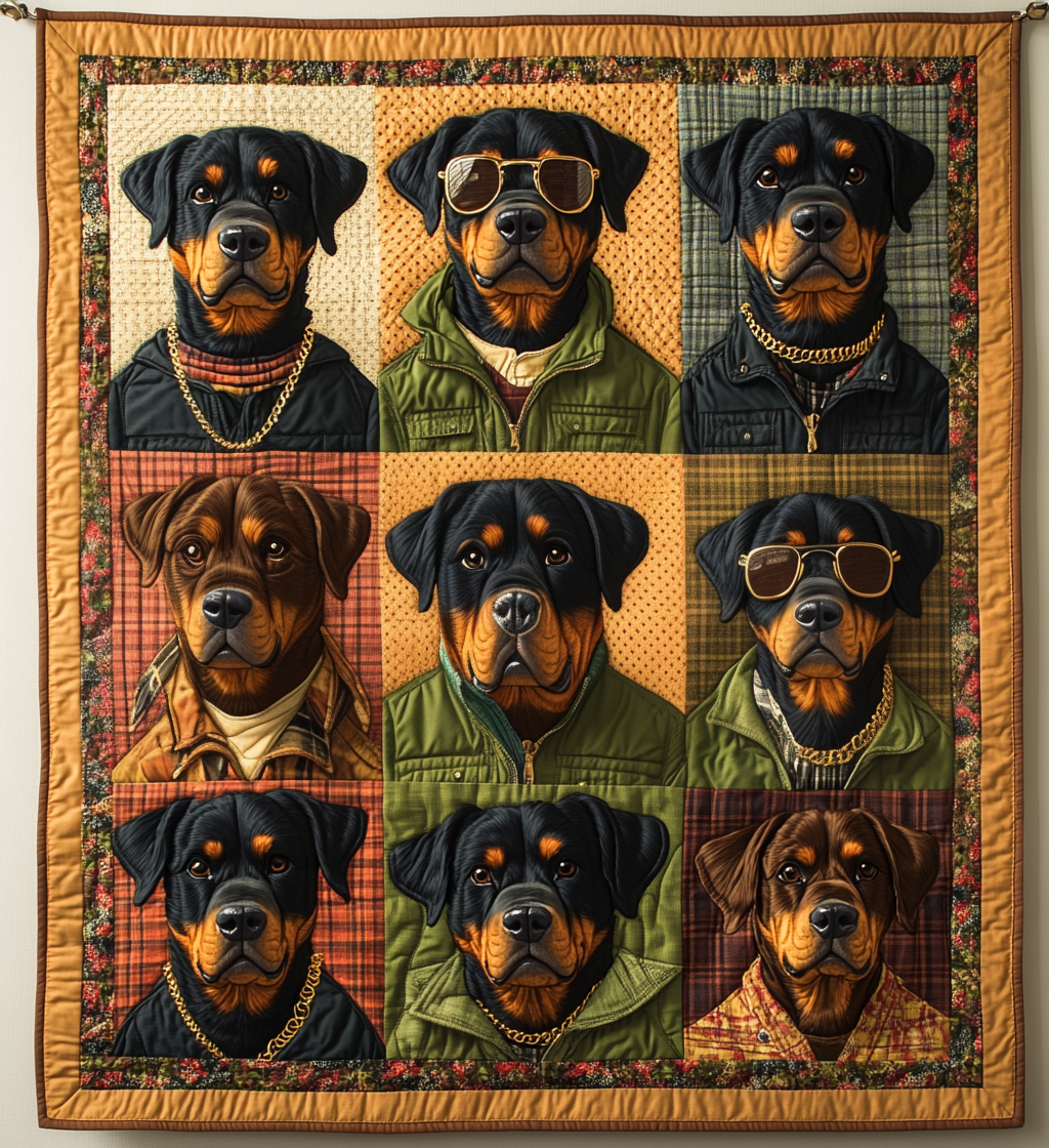 Rottweiler Trace Quilted Blanket - Throw (55" x 60")