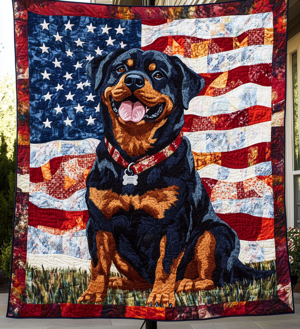 Rottweiler Prowess Quilted Blanket - Throw (55" x 60")