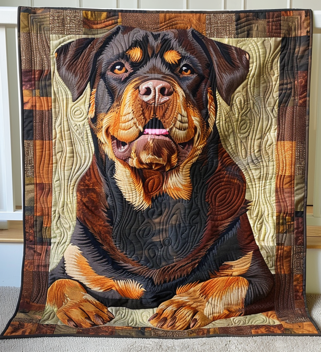 Rottweiler Strength Quilted Blanket - Throw (55" x 60")